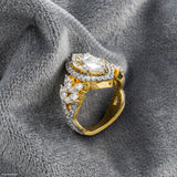 3 Carat Fancy Marquise Solitaire Halo Ring 14K Yellow Gold