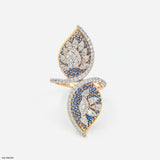 Frozen Leaf Duet Ring 14K White Gold