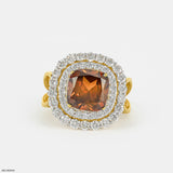 Yellow Sapphire Halo Diamond Rings 14K White Gold