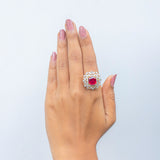 Princess Ruby Diamond Rings 14K Yellow Gold