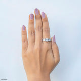 Three Stone Princess Diamond Ring 18K White Gold