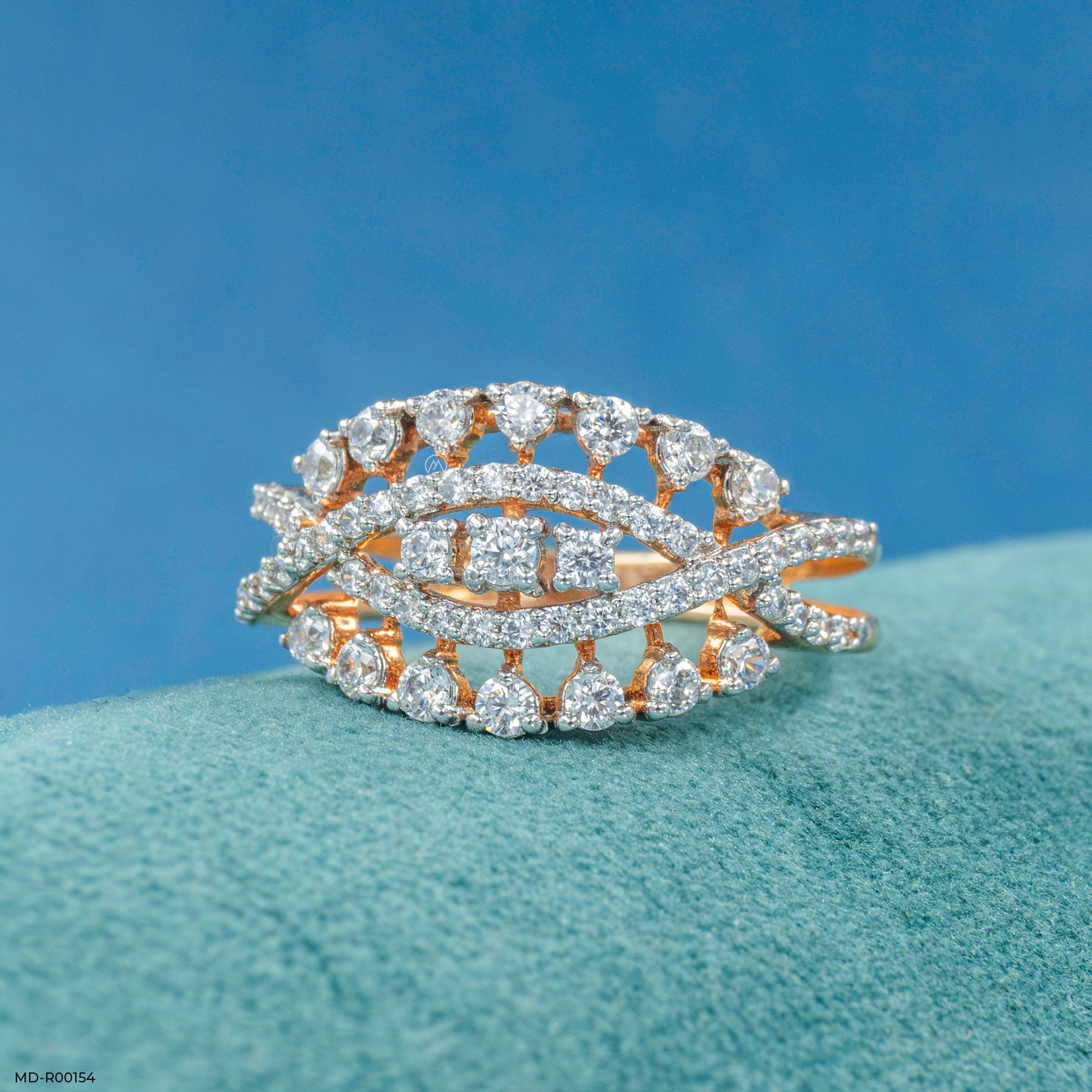 Nature Inspired Round Diamond Rings 14K Yellow Gold