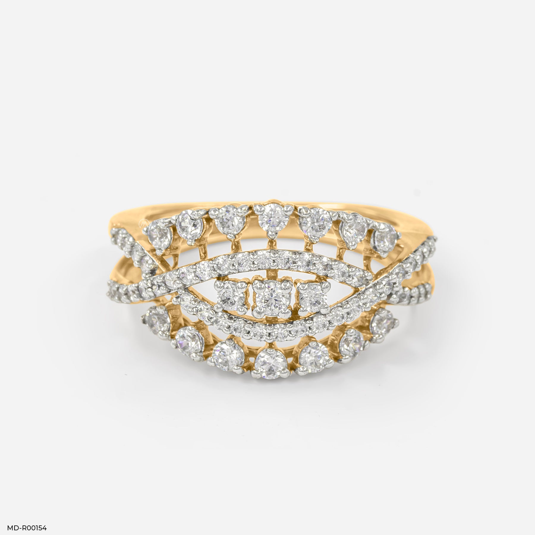 Nature Inspired Round Diamond Rings 14K Yellow Gold