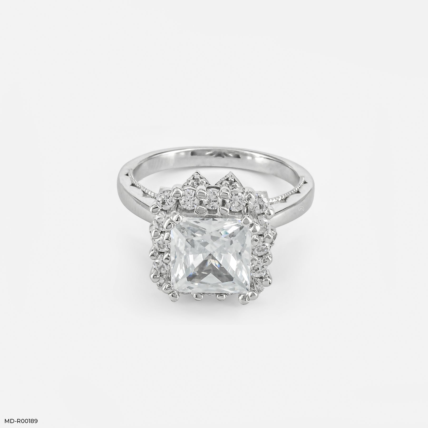 The Princess Cut Crown Halo Ring 9K Yellow Gold