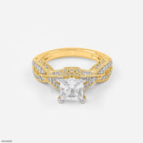 1.5 Carat Princess Cut Diamond Ring 14K Yellow Gold
