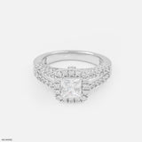 1 Carat Princess Cut Solitaire Halo Ring 14K Rose Gold
