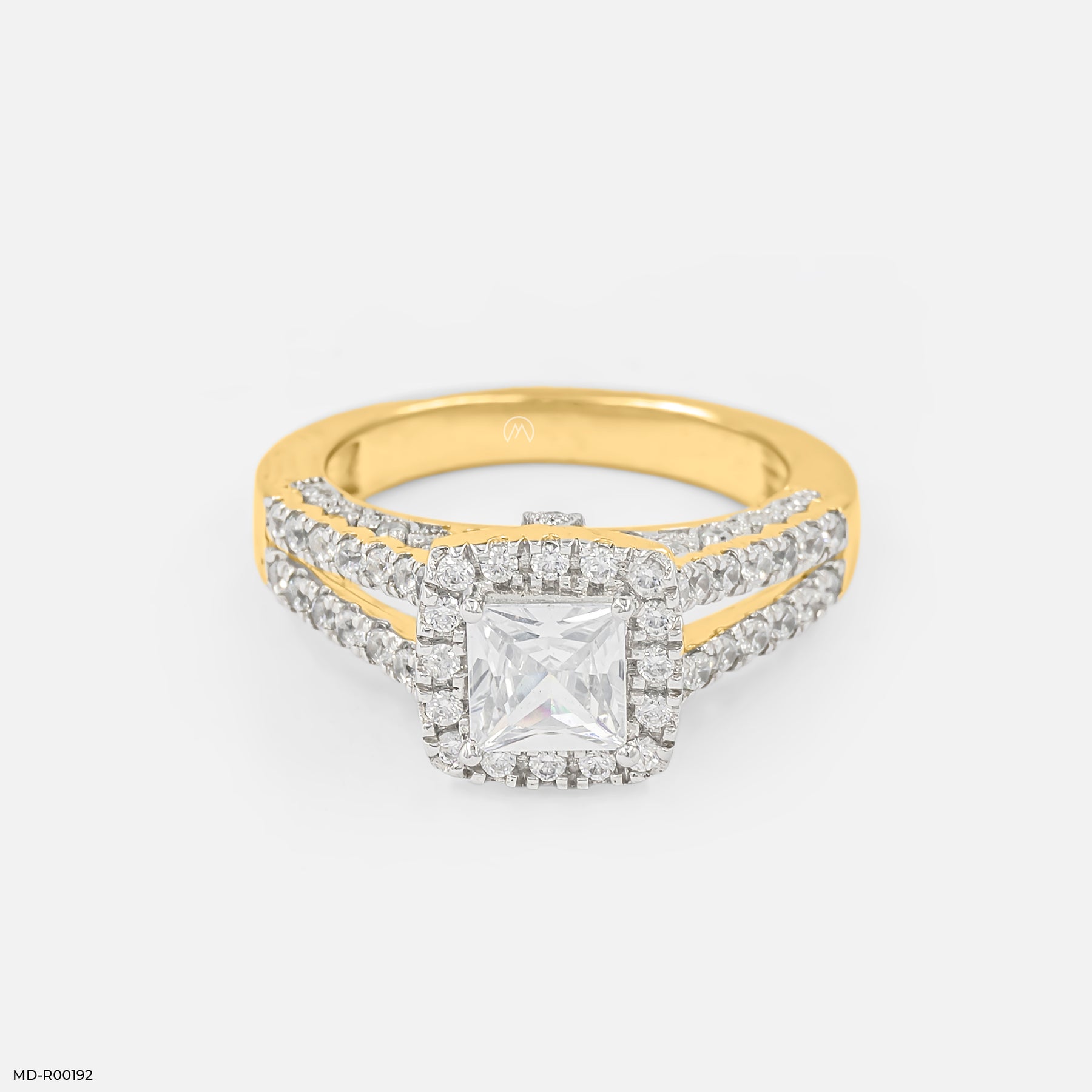 1 Carat Princess Cut Solitaire Halo Ring 9K White Gold