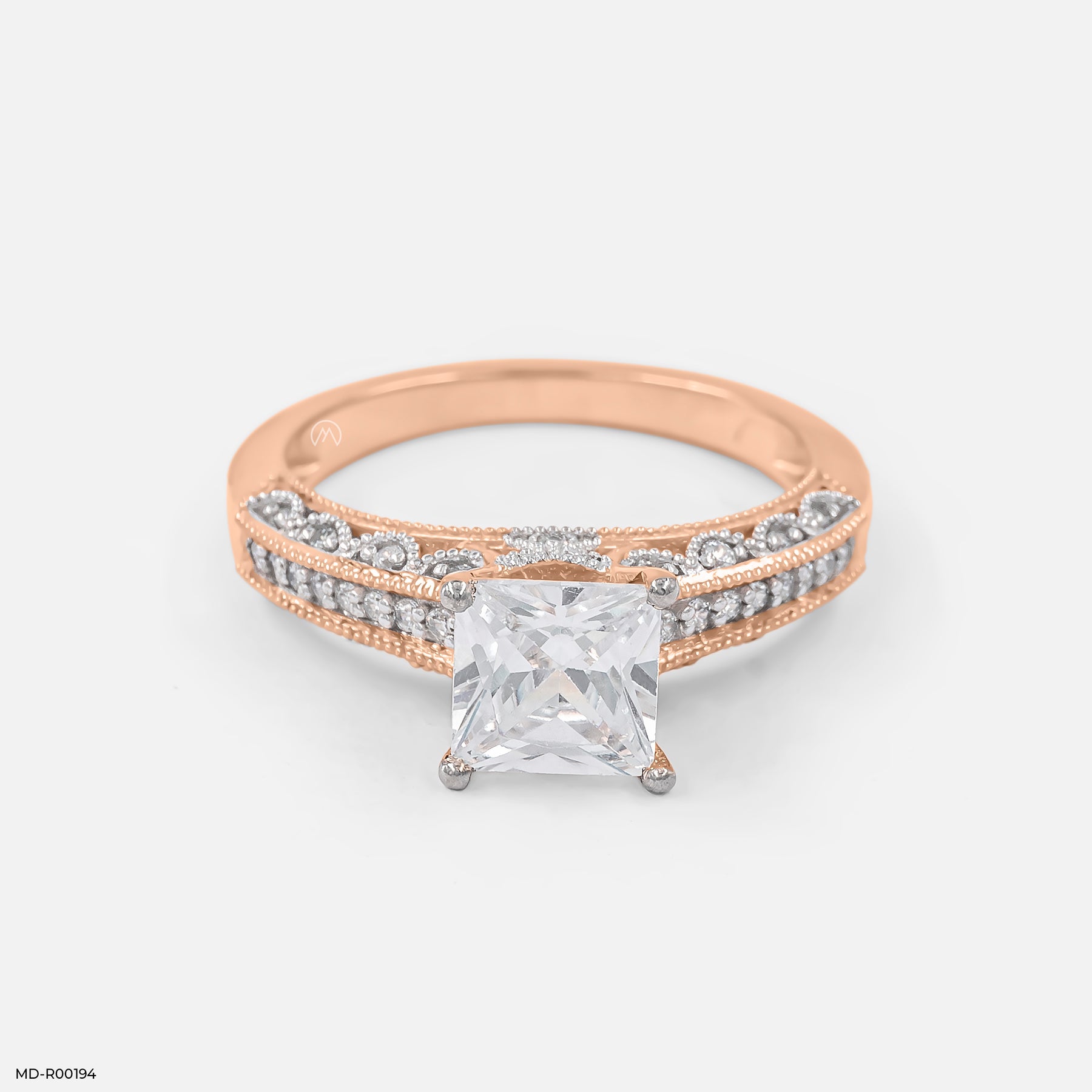 1 Carat Princess Cut Diamond Ring 9K Rose Gold