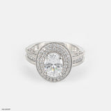 1.5 Carat Oval Solitaire Double Halo Ring 14K Yellow Gold