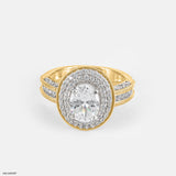 1.5 Carat Oval Solitaire Double Halo Ring 14K Yellow Gold