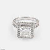 2.5 Carat Princess Cut Double Halo Ring 14K White Gold