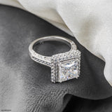 2.5 Carat Princess Cut Double Halo Ring 18K Yellow Gold