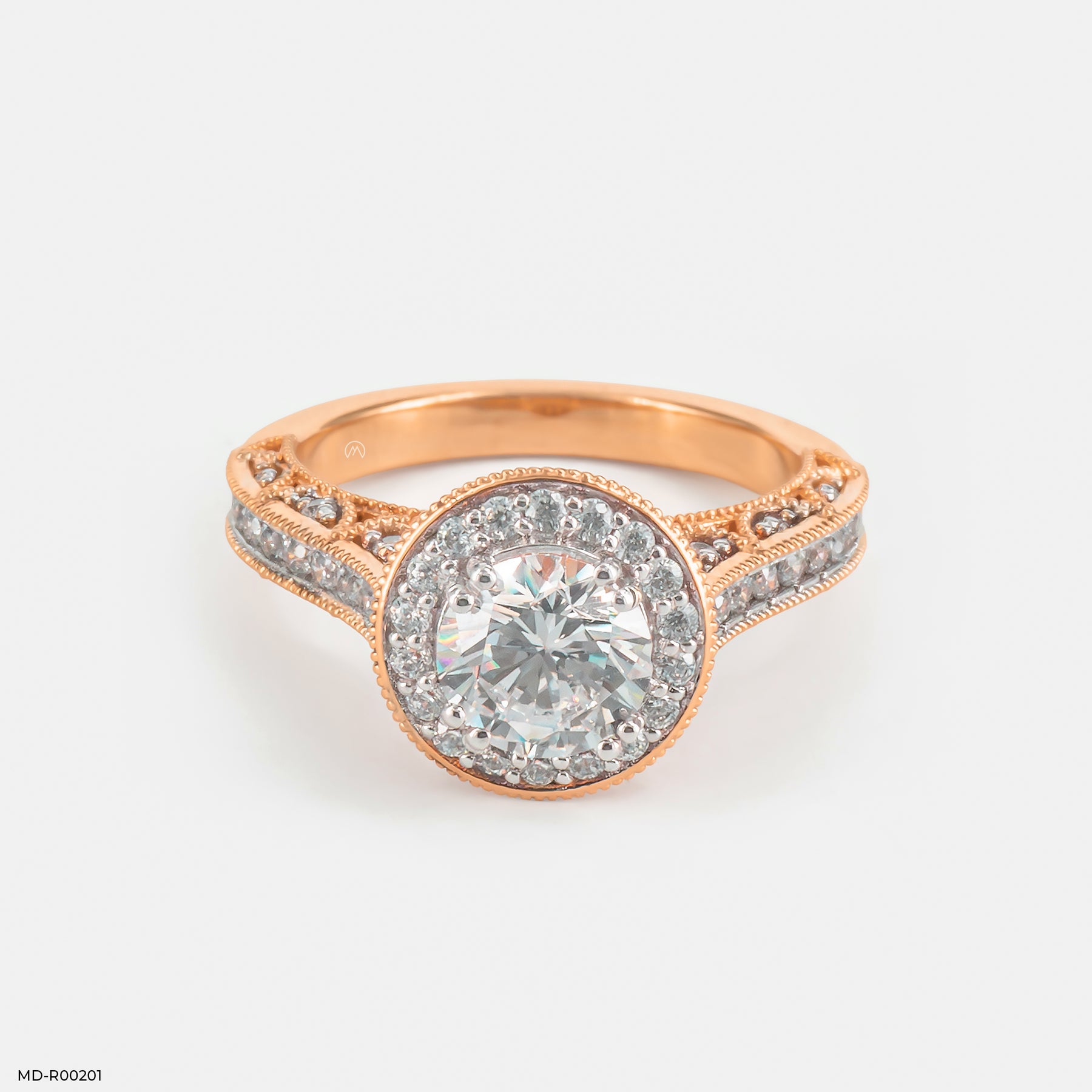 The Round Brilliant Vintage Halo Ring 9K Rose Gold