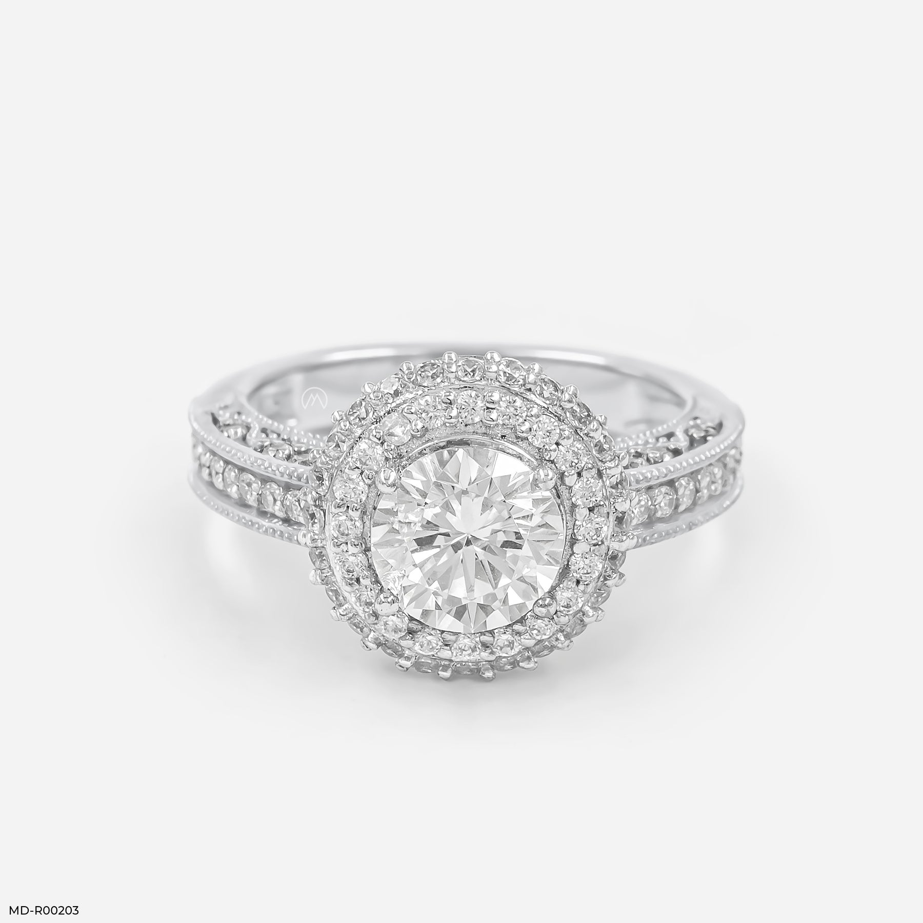 The Vintage Halo Ring 9K White Gold