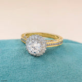 1 Carat Round Solitaire Double Halo Ring 9K Rose Gold