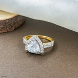 1.5 Carat Triangular Brilliant Cut Halo Ring 14K Yellow Gold