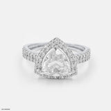 1.5 Carat Triangular Brilliant Cut Halo Ring 14K White Gold
