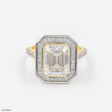 3 Carat Emerald Cut Solitaire Halo Ring 14K Yellow Gold