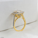 3 Carat Emerald Cut Solitaire Halo Ring 14K Yellow Gold