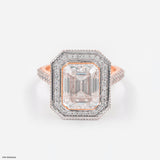 3 Carat Emerald Cut Solitaire Halo Ring 14K Yellow Gold
