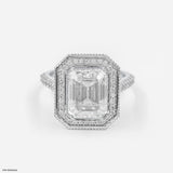 3 Carat Emerald Cut Solitaire Halo Ring 14K Yellow Gold