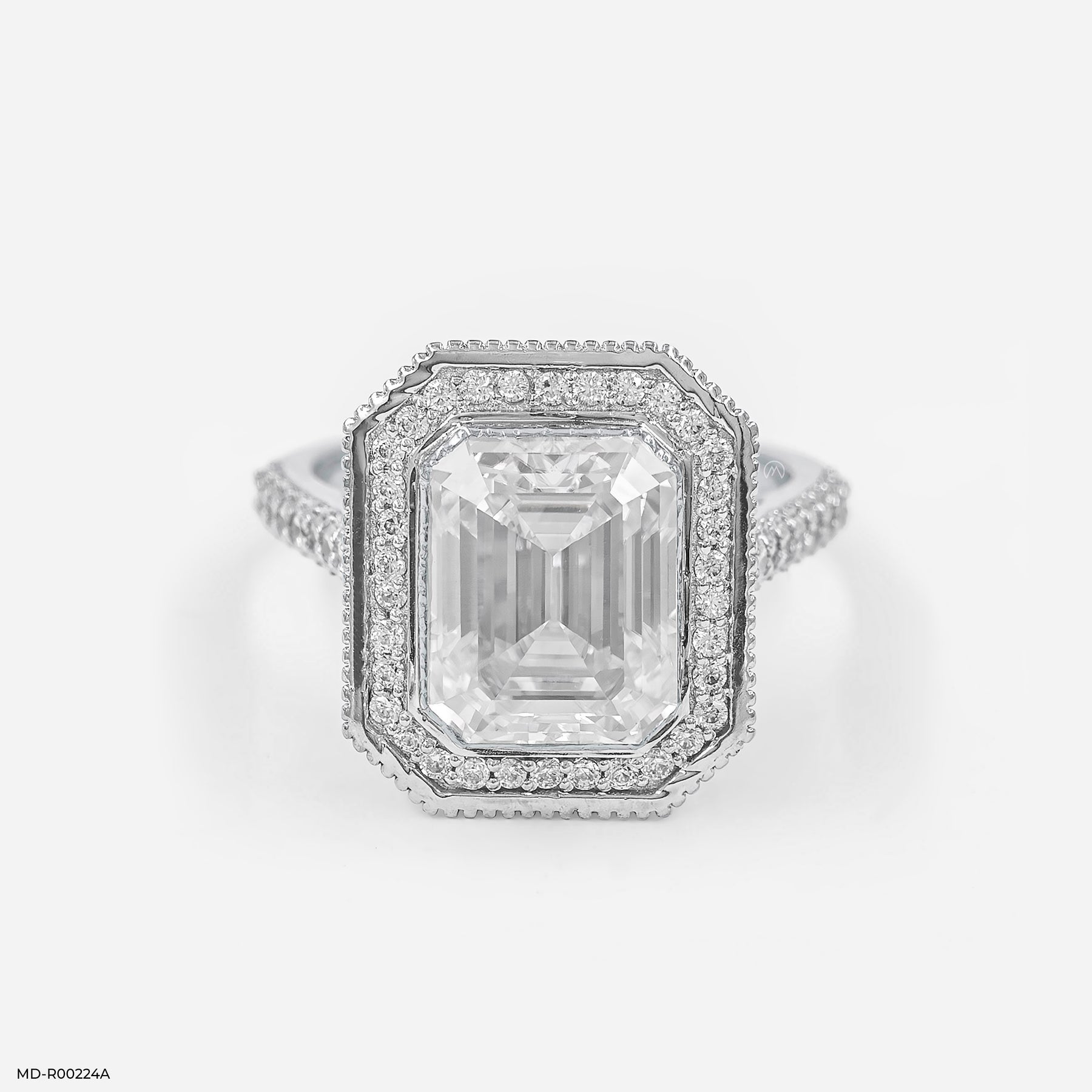 3 Carat Emerald Cut Solitaire Halo Ring 14K Yellow Gold