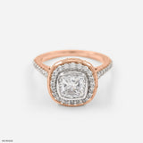 1.5 Carat Cushion Solitaire Halo Ring 9K Rose Gold