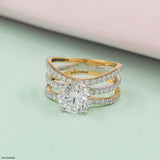 2.69 Carat Round Solitaire Trinity Lab Diamond Ring 14K Yellow Gold