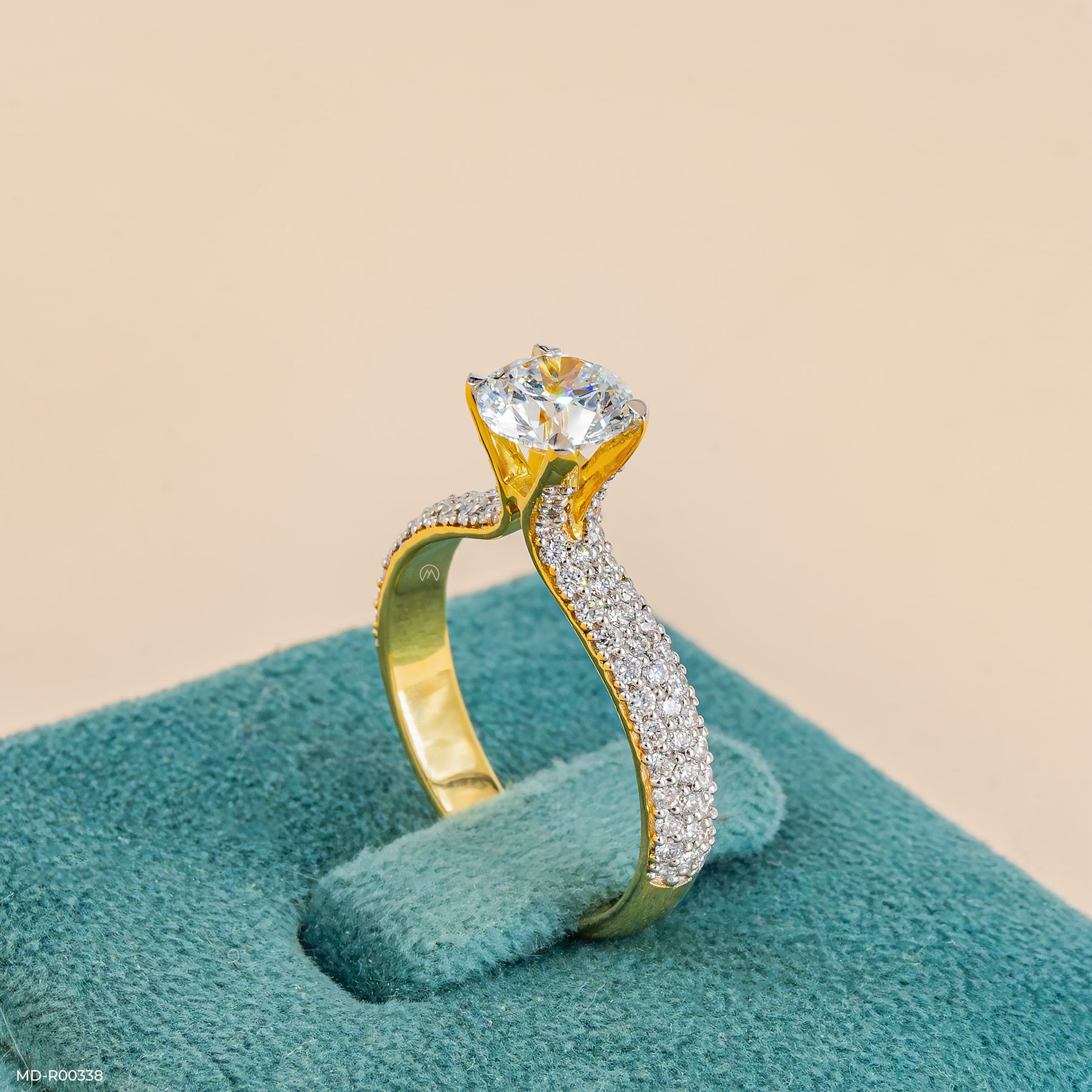 1 Carat Round Solitaire Micropave Ring Platinum 950