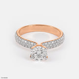 1 Carat Round Solitaire Micropave Ring Platinum 950