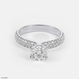 1 Carat Round Solitaire Micropave Ring Platinum 950