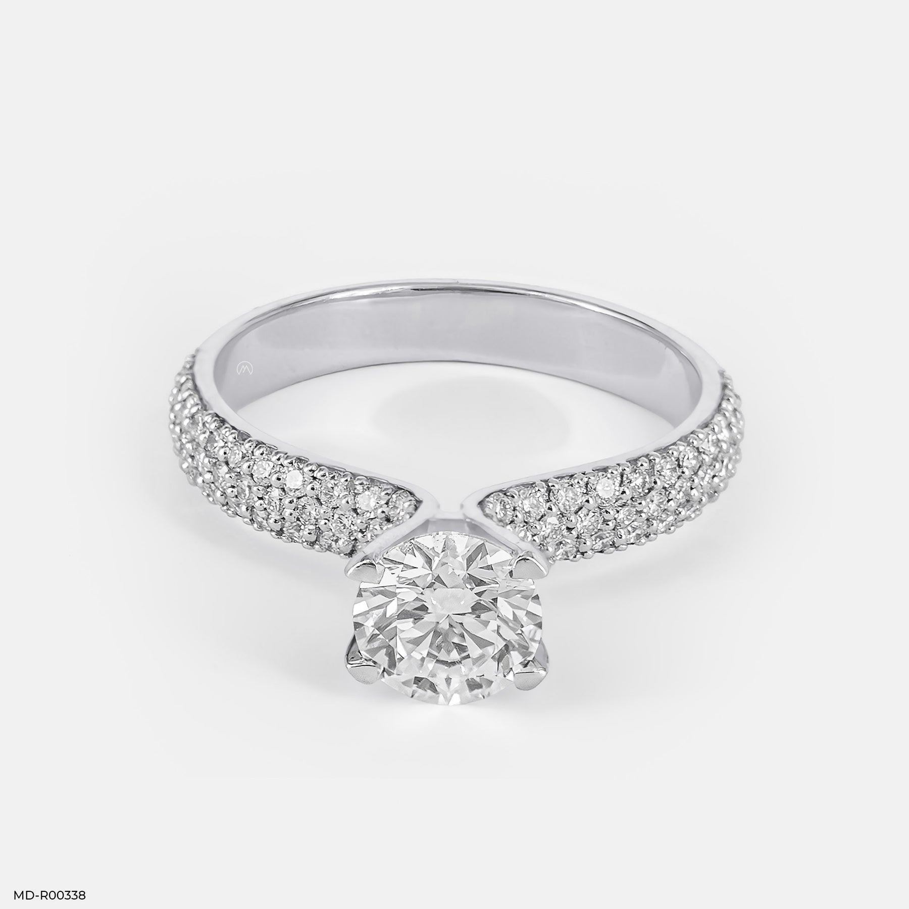 1 Carat Round Solitaire Micropave Ring Platinum 950
