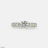 1 Carat Round Classic Side Diamond Ring 9K White Gold