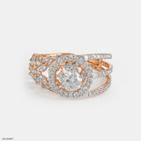 0.50 Carat Floral Cocktail Lab Diamond Ring 14K Rose Gold
