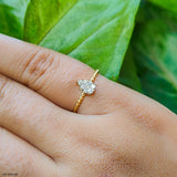 0.15 Carat Classy Leaf Everyday Lab Diamond Rings 14K Rose Gold