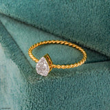 0.15 Carat Classy Leaf Everyday Lab Diamond Rings 14K Rose Gold