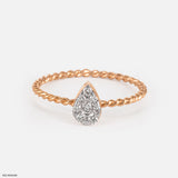 0.15 Carat Classy Leaf Lab Diamond Ring 14K Rose Gold