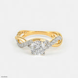 Criss Cross Solitaire Diamond Ring 14K Yellow Gold