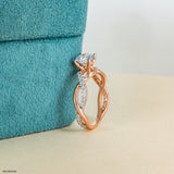 Criss Cross Solitaire Diamond Ring 14K Yellow Gold