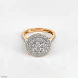 0.75 Carat Sunburst Halo Cluster Lab Diamond Ring 14K Rose Gold
