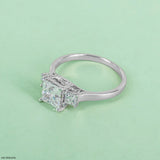 0.95 Carat Princess Three Stone Ring 14K White Gold