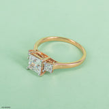 Princess Three Stone Ring 9K Yellow Gold
