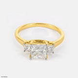 Princess Three Stone Ring 9K Yellow Gold