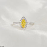 1 Carat Golden Spire Halo Lab Diamond Ring 14K White Gold