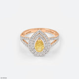 1.5 Carat Canary Teardrop Split-Shank Diamond Rings 14K Rose Gold