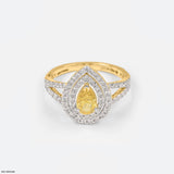 1.5 Carat Canary Teardrop Split-Shank Diamond Rings 14K Rose Gold