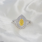 1.5 Carat Canary Teardrop Split-Shank Diamond Rings 14K Rose Gold