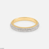 Double Row Diamond Eternity Band Rings 9K Yellow Gold