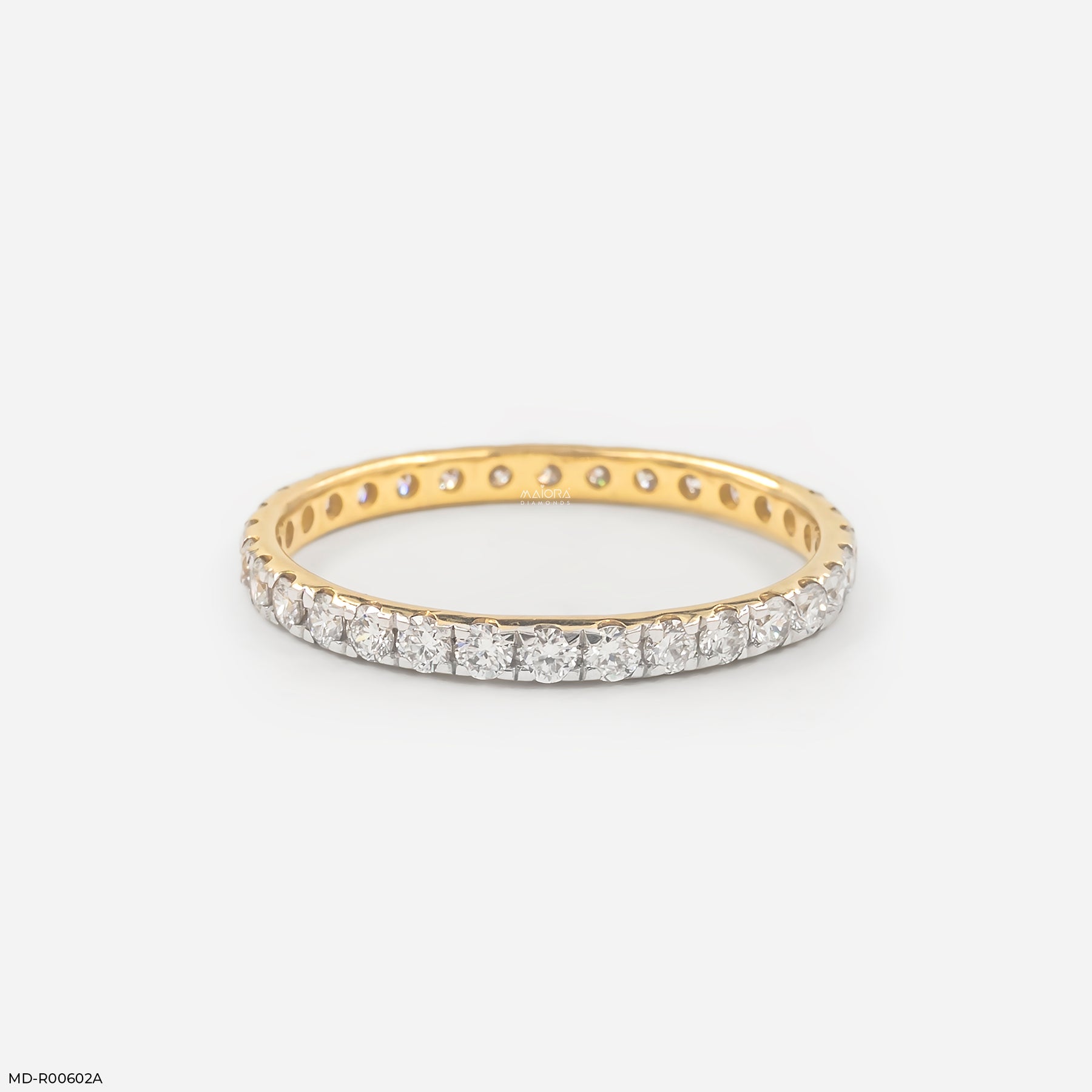 1 Carat Triple Row Pave Eternity Lab Diamond Band 14K Yellow Gold