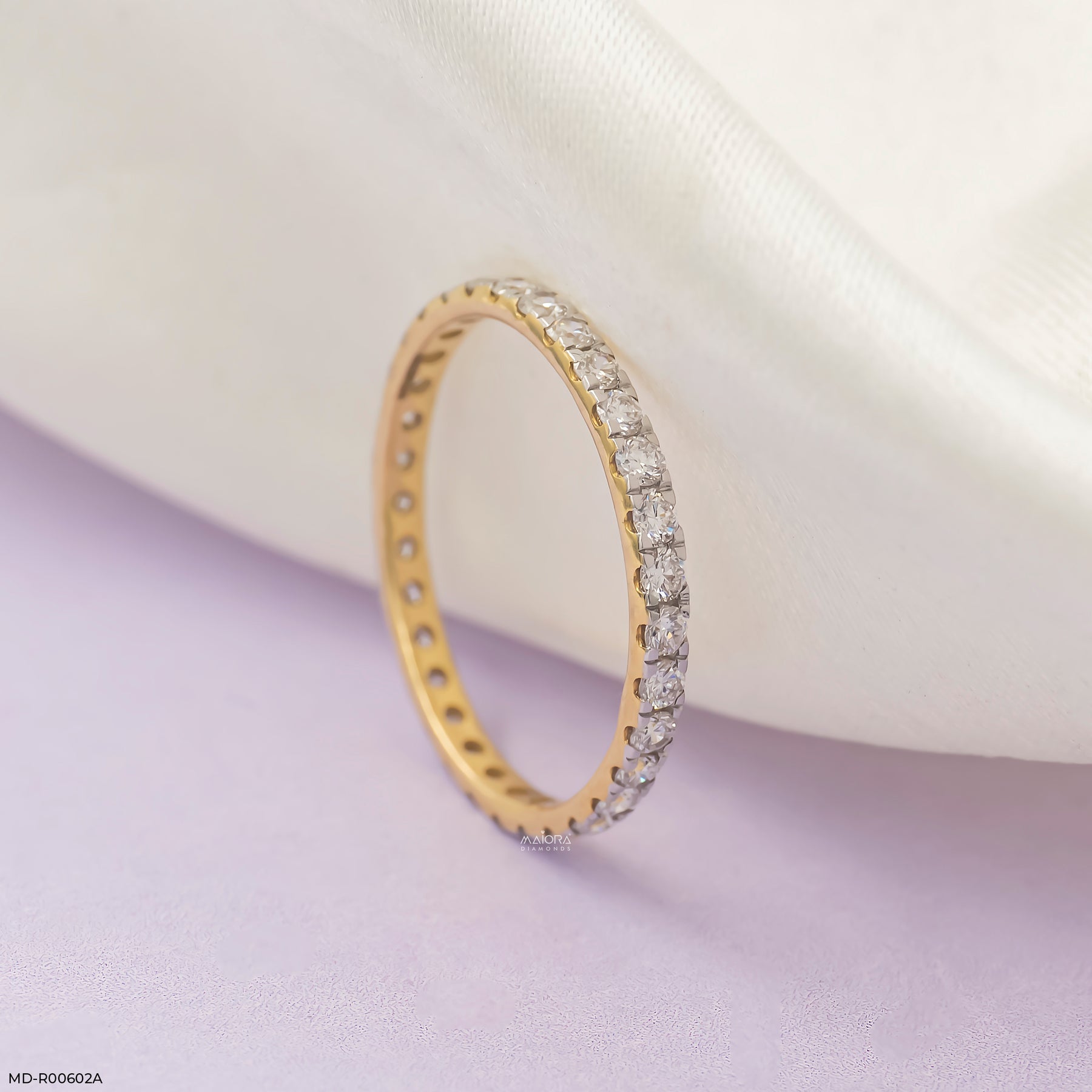1 Carat Triple Row Pave Eternity Lab Diamond Band 14K Yellow Gold